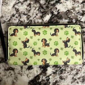 Green Dachshund Print Wallet